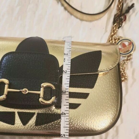 BNIB Ltd.Ed. GUCCI x ADIDAS Gold Metallic Leather Handbag #722009520981 $4250 main image 5
